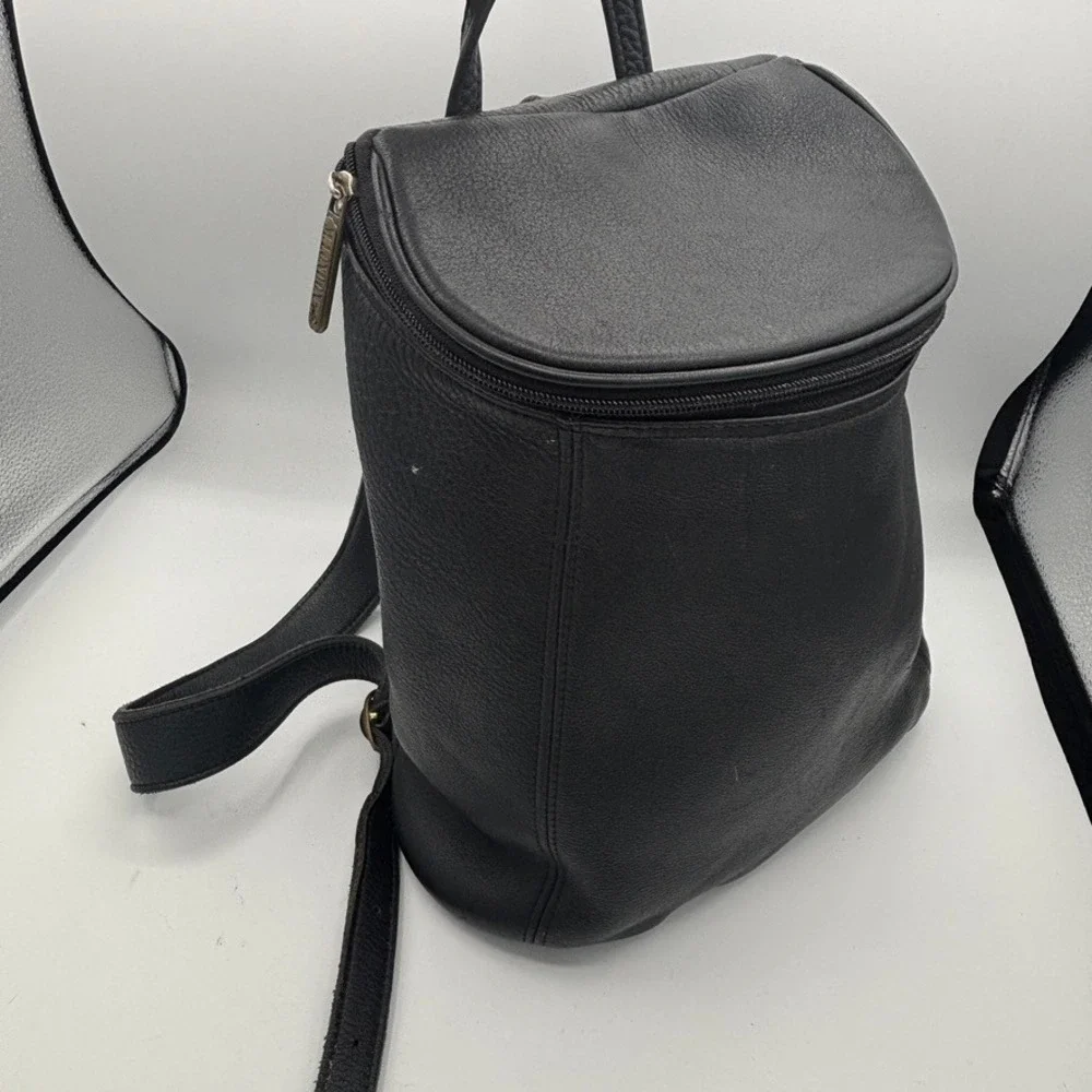 Vtg M. London Leathercraft Backpack Black Leather Purse Minimalist Rucksack EUC